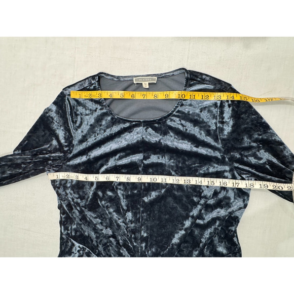 Pleione Blue Velvet Long Sleeve Knot Front Shirt Sz S Dark Fairy Y2K WhimsiGoth - Picture 7 of 7